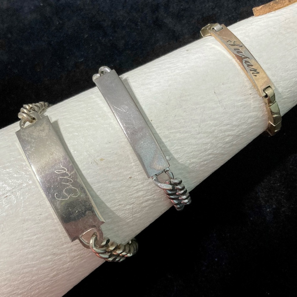 Vintage set of 3 ID bracelets various sizes